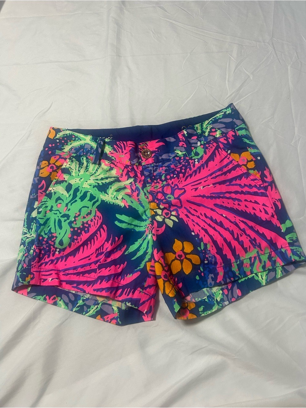 Lilly Pulitzer NWT 00 Callahan Indigo All A Glow Shorts 5” Inseam Preppy Beach - Picture 10 of 16